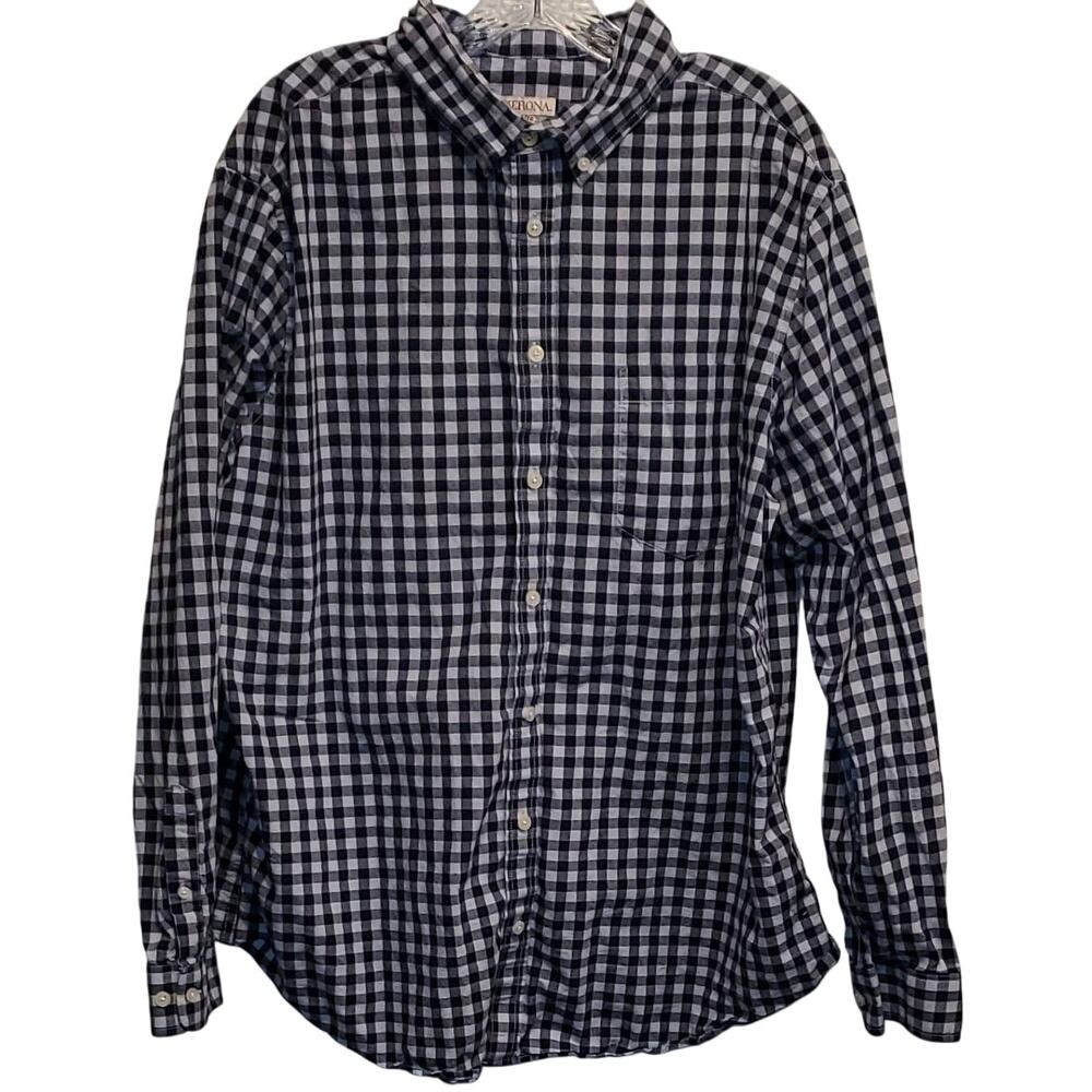 Merona Gingham Plaid Long Sleeve Button Down Shirt Size XL